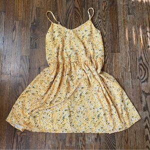 Yellow floral loose fit dress